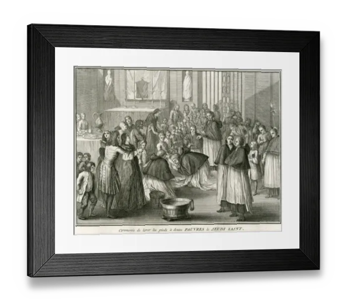 Framed Print : Washing Feet of Poor Framed Print : Washing Feet of Poor
