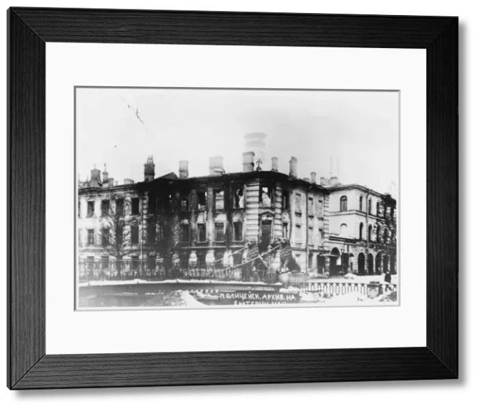 Framed Print : Police Building Torched Framed Print : Police Building Torched