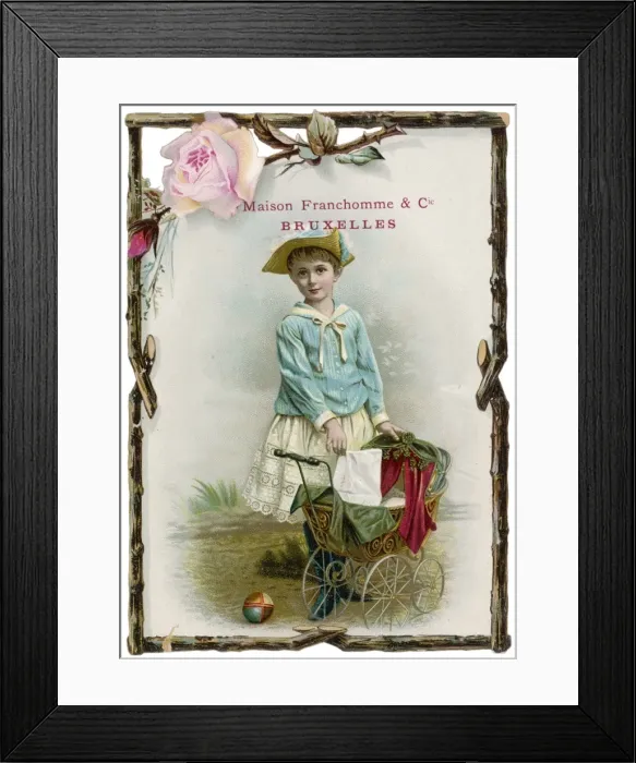 Framed Print : Girl with Empty Pram Framed Print : Girl with Empty Pram