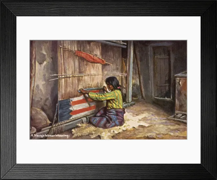 Framed Print : Navajo Woman Weaving Framed Print : Navajo Woman Weaving