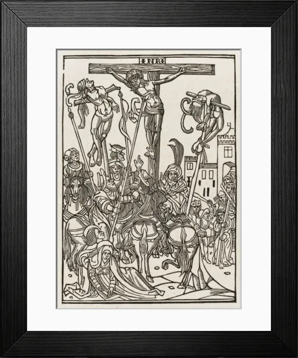 Framed Print : Crucifixion Wqoodcut Framed Print : Crucifixion Wqoodcut