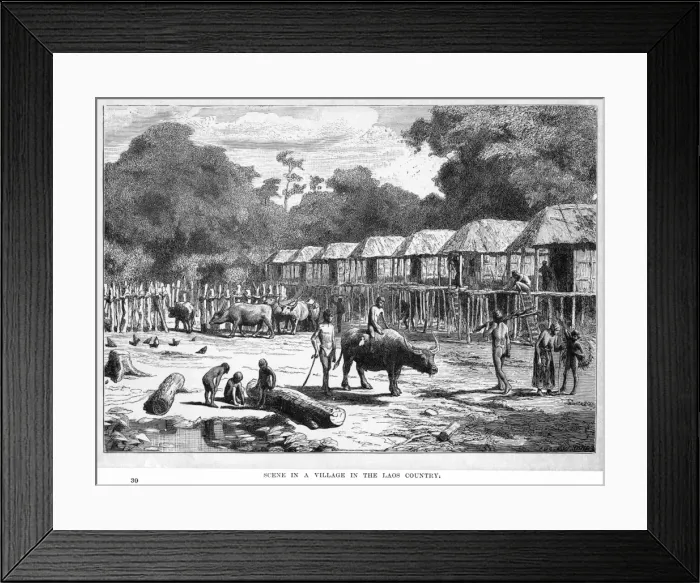 Framed Print : Laos Village Scene Framed Print : Laos Village Scene