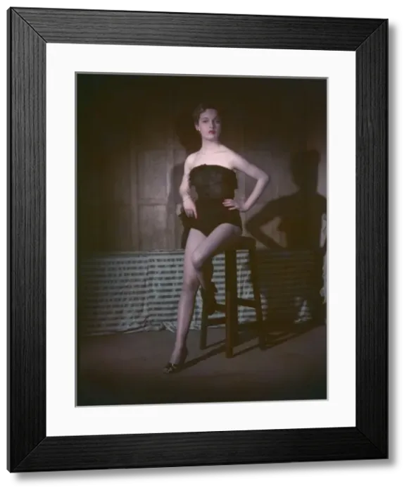 Framed Print : Pin-Up on Stool / 1950 Framed Print : Pin-Up on Stool / 1950