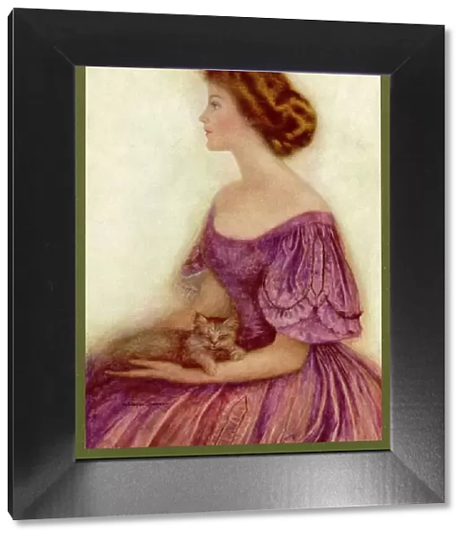 Placid Girl with Cat