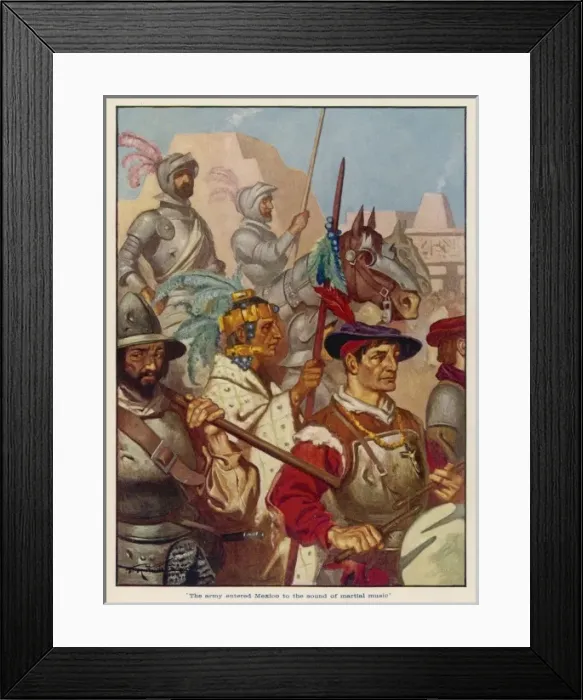 Framed Print : Montezuma & Spanish Framed Print : Montezuma & Spanish