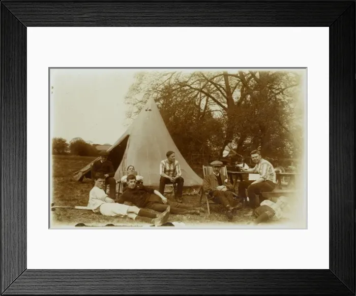 Framed Print : Boys and men camping 1905 Framed Print : Boys and men camping 1905