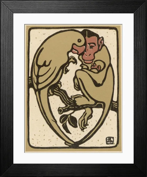 Framed Print : Monkey & Parrot / Jugend Framed Print : Monkey & Parrot / Jugend