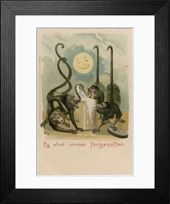 Framed Print : Monkeys Drink Beer Framed Print : Monkeys Drink Beer