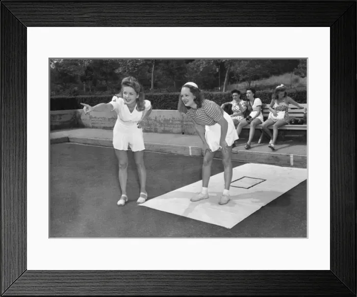 Framed Print : Actresses Play Bowls Framed Print : Actresses Play Bowls