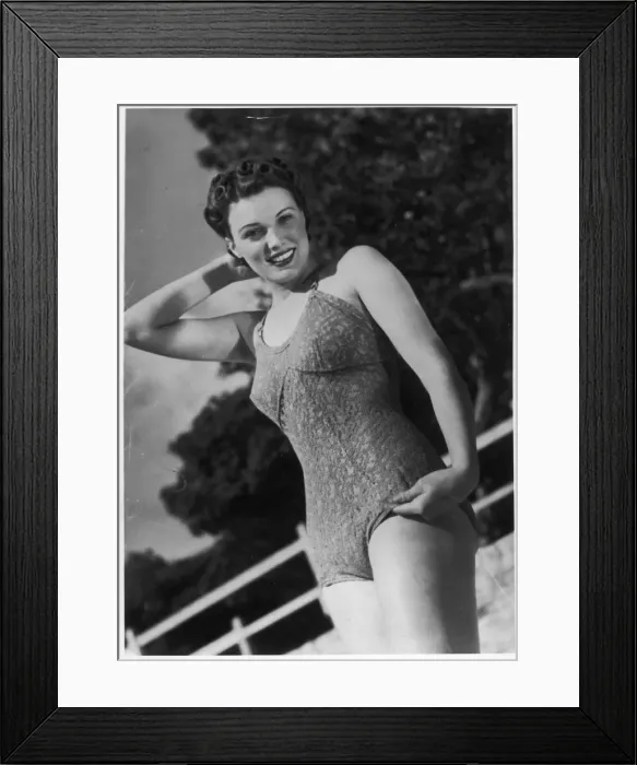 Framed Print : 1940 Aussie Beach Babe Framed Print : 1940 Aussie Beach Babe