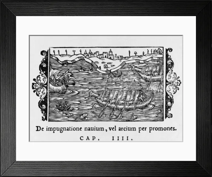 Framed Print : Galleys Attack Town Framed Print : Galleys Attack Town