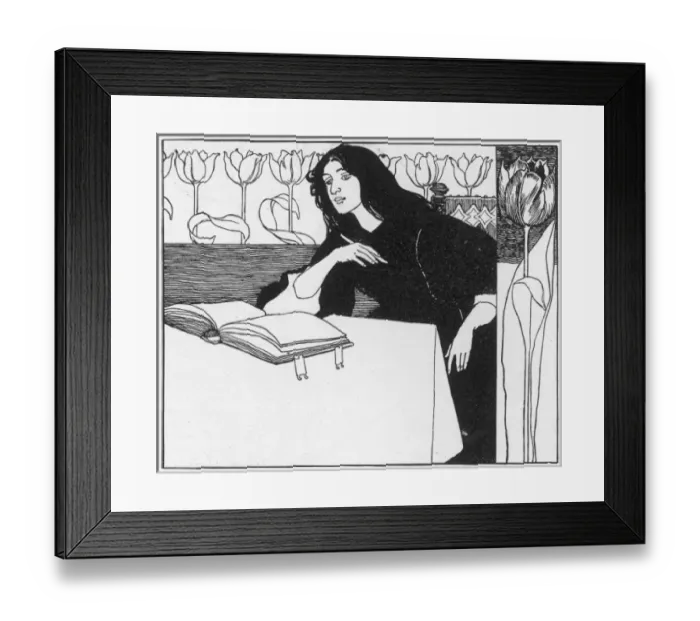 Framed Print : Woman Writing in B+W Framed Print : Woman Writing in B+W
