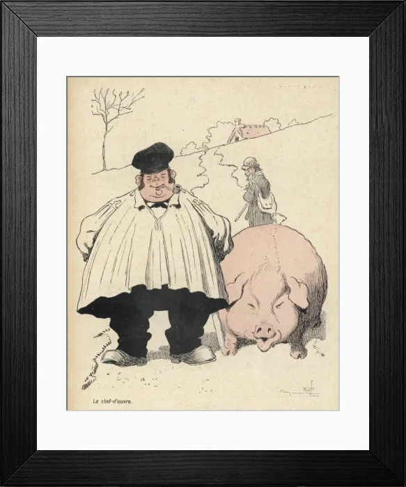 Framed Print : Pig and Farmer 1902 Framed Print : Pig and Farmer 1902