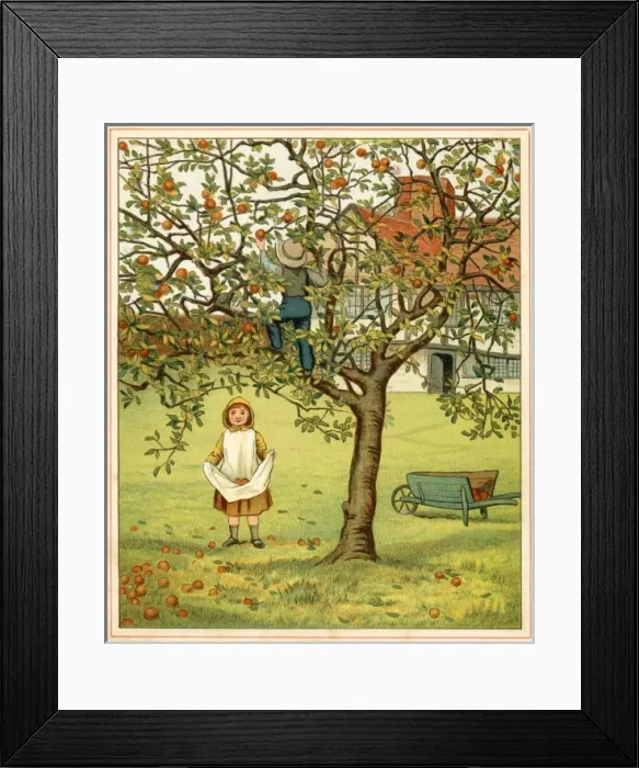 Framed Print : Girl Picks Fruit 1881 Framed Print : Girl Picks Fruit 1881
