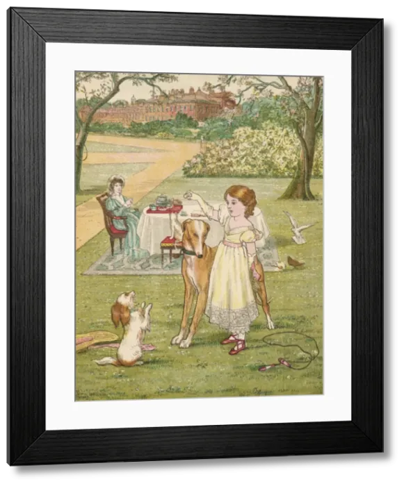 Framed Print : Young Victoria & Dogs Framed Print : Young Victoria & Dogs