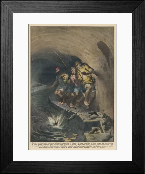 Framed Print : Rats in Sewer & Boys Framed Print : Rats in Sewer & Boys