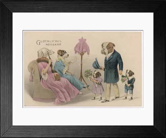Framed Print : Wealthy Canine Family Framed Print : Wealthy Canine Family
