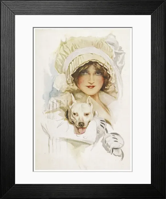 Framed Print : Girl with Bull Terrier Framed Print : Girl with Bull Terrier