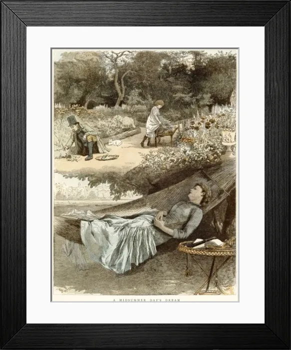 Framed Print : Garden / Woman Sleeps 1886 Framed Print : Garden / Woman Sleeps 1886