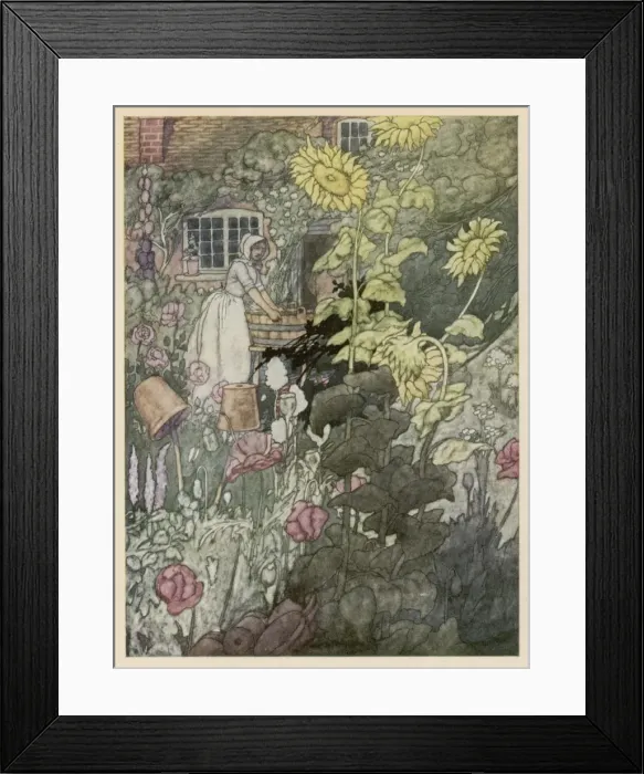 Framed Print : Woman in Cottage Garden Framed Print : Woman in Cottage Garden