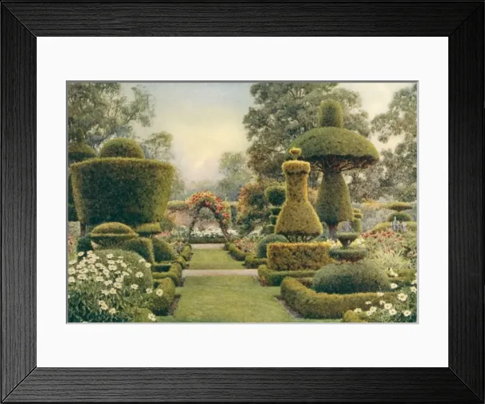Framed Print : Garden / Levens Hall 1911 Framed Print : Garden / Levens Hall 1911