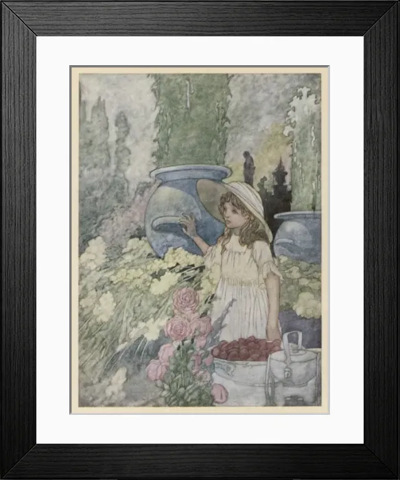 Framed Print : Girl in Garden 1912 Framed Print : Girl in Garden 1912