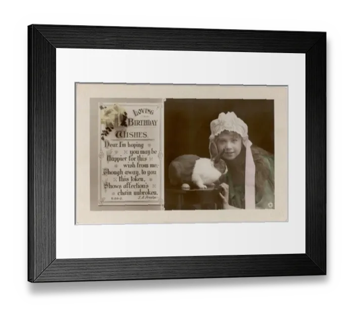 Framed Print : Girl with Rabbit 1910 Framed Print : Girl with Rabbit 1910