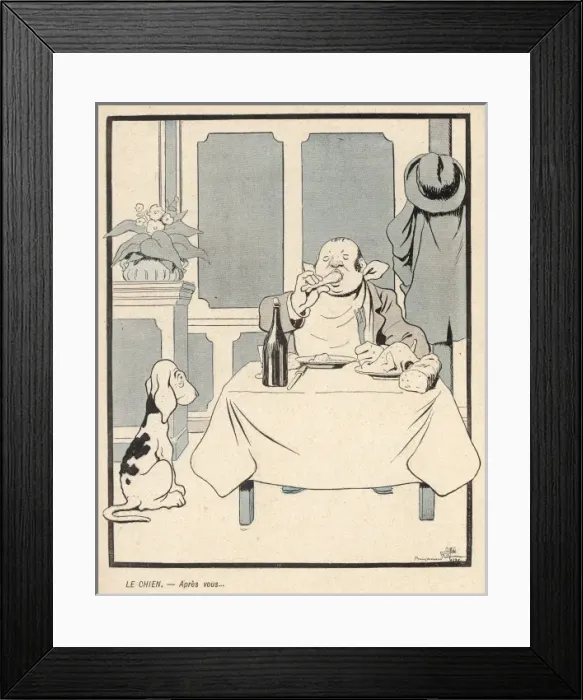 Framed Print : Dog Waits for Dinner Framed Print : Dog Waits for Dinner