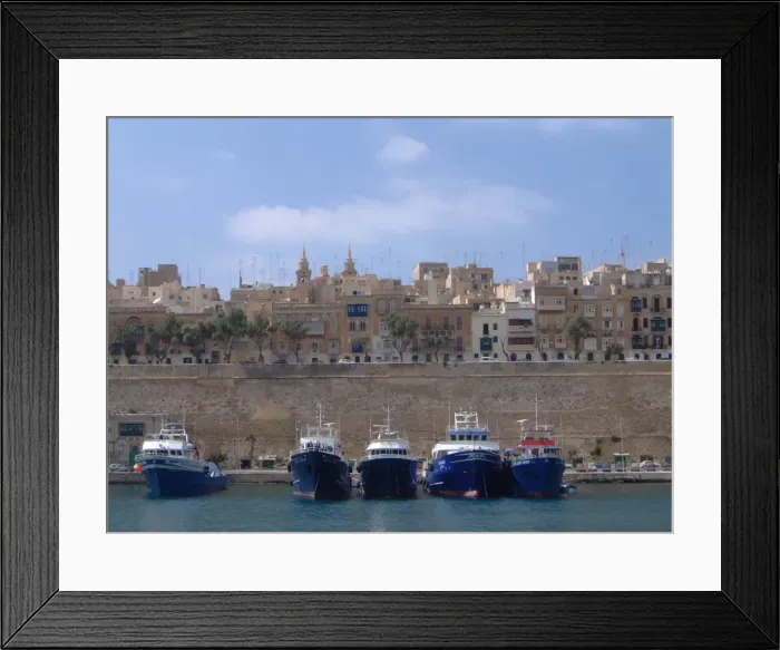 Framed Print : Boats / Harbour / Valletta Framed Print : Boats / Harbour / Valletta