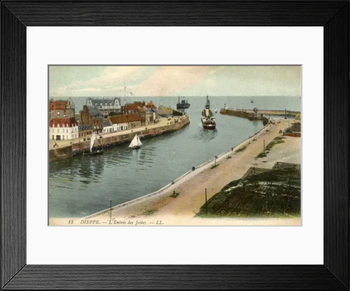 Framed Print : Dieppe / Port Entry C1900 Framed Print : Dieppe / Port Entry C1900