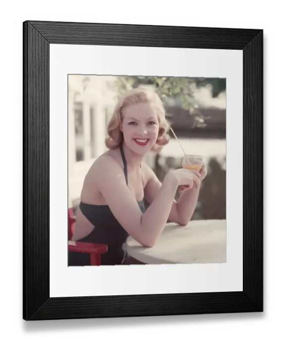 Framed Print : Pin-Up with Drink Framed Print : Pin-Up with Drink