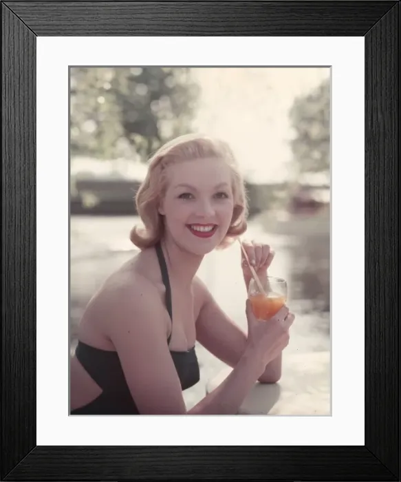 Framed Print : Pin-Up with Drink Framed Print : Pin-Up with Drink