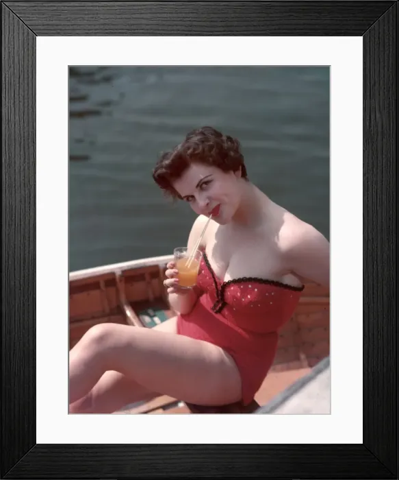 Framed Print : Brunette in Boat Framed Print : Brunette in Boat