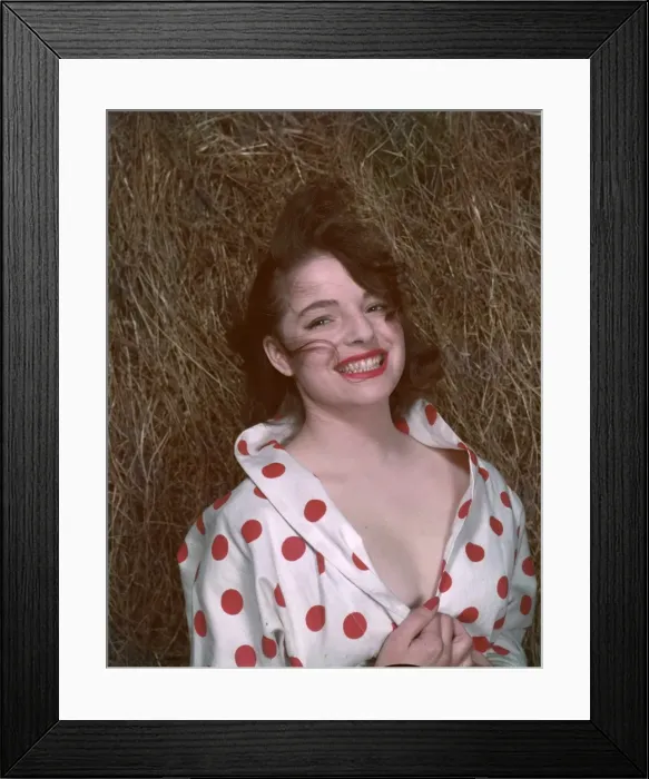 Framed Print : Touseled Pin-Up in Hay Framed Print : Touseled Pin-Up in Hay