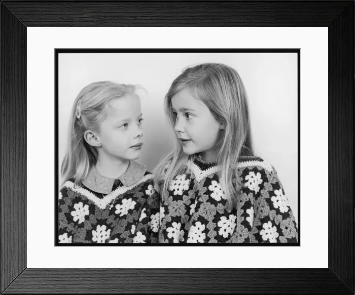 Framed Print : Girls Wearing Ponchos Framed Print : Girls Wearing Ponchos