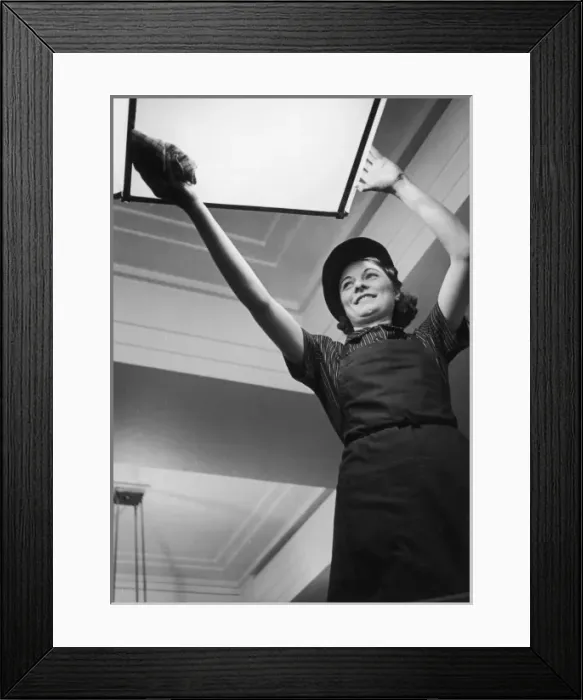 Framed Print : Window Cleaning Girl Framed Print : Window Cleaning Girl