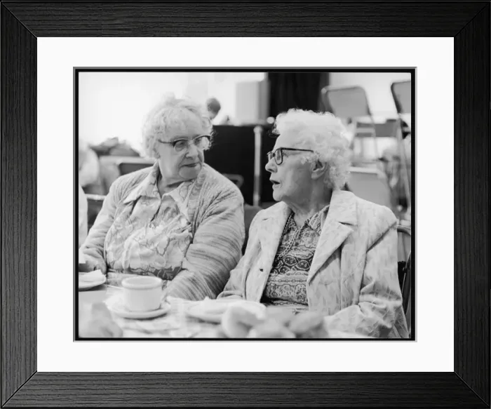 Framed Print : Two Elderly Ladies & Tea Framed Print : Two Elderly Ladies & Tea
