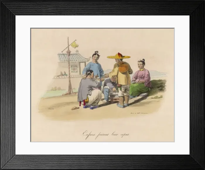 Framed Print : Chinese Children Eat Framed Print : Chinese Children Eat