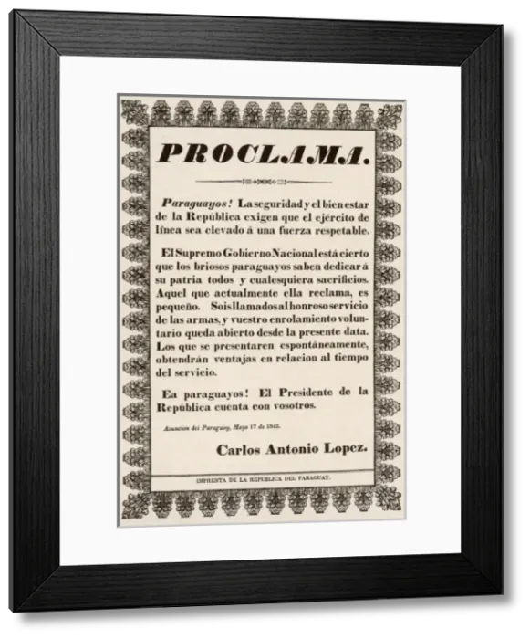 Framed Print : Paraguay Proclamation Framed Print : Paraguay Proclamation