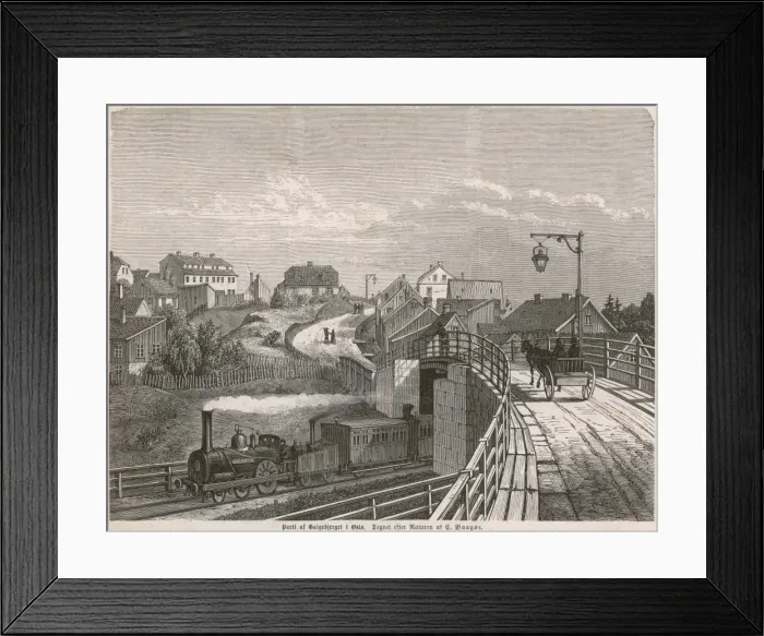 Framed Print : Oslo / Bridge / Train 1867 Framed Print : Oslo / Bridge / Train 1867