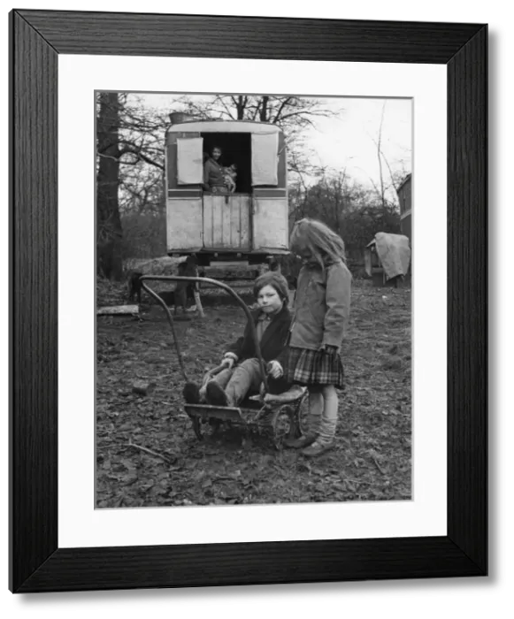 Framed Print : Gipsy Kids & Pram Framed Print : Gipsy Kids & Pram