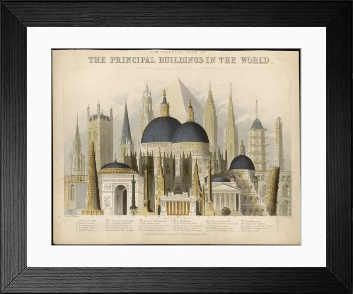 Framed Print : Key Buildings 1850 / World Framed Print : Key Buildings 1850 / World