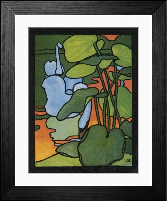 Framed Print : Swan / Glass Design / Jugend Framed Print : Swan / Glass Design / Jugend