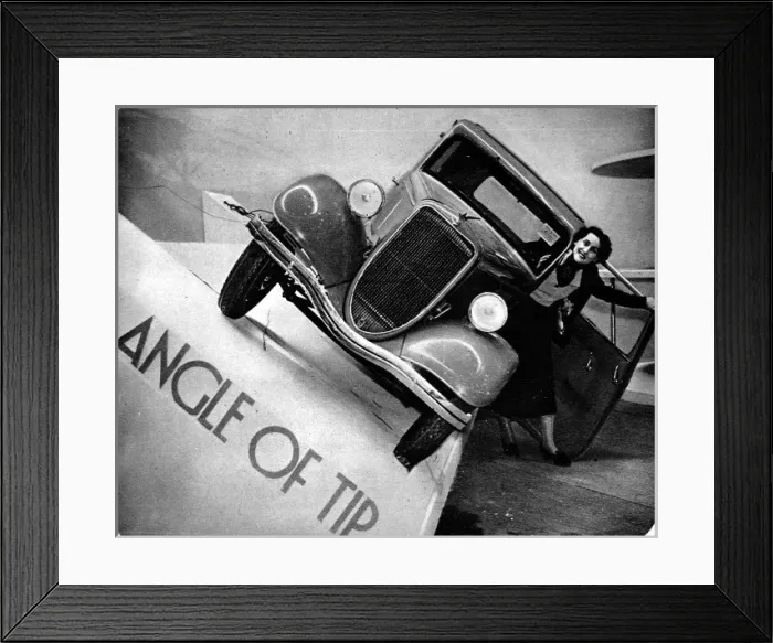 Framed Print : Safe angle of tip on Ford car Framed Print : Safe angle of tip on Ford car