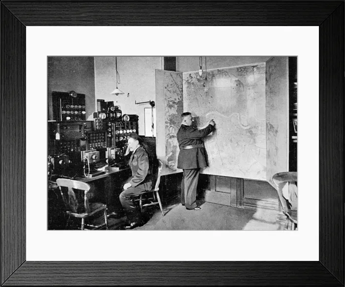 Framed Print : Telephone-room at Southwark fire engine station Framed Print : Telephone-room at Southwark fire engine station
