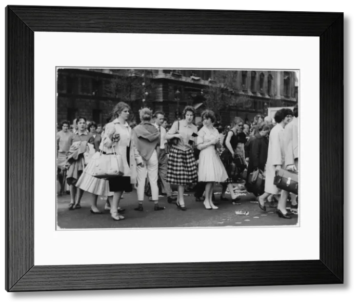 Framed Print : Girls Cross Road Framed Print : Girls Cross Road