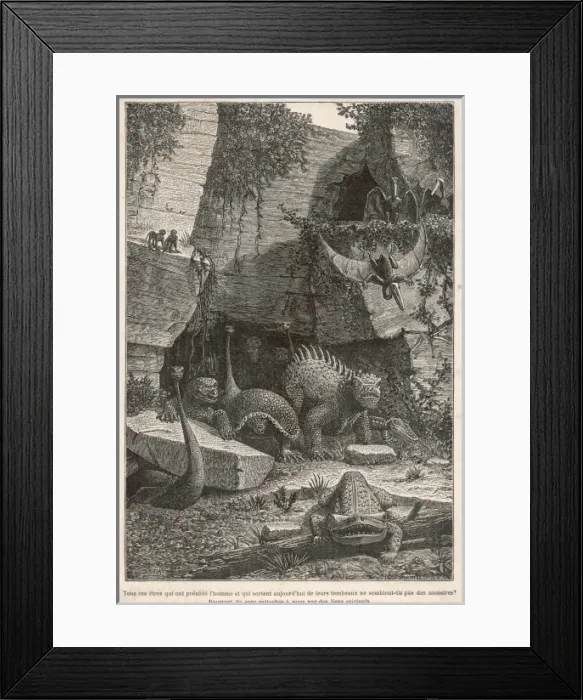 Framed Print : Extinct Animals 19C Framed Print : Extinct Animals 19C