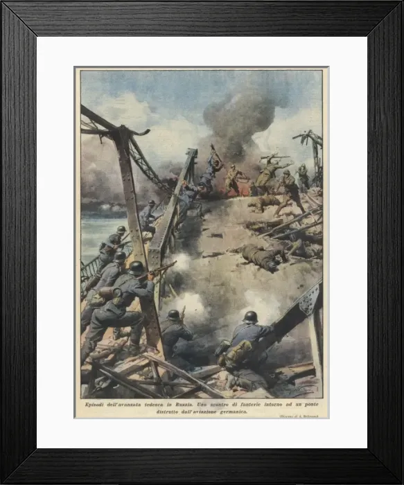 Framed Print : Fighting for a Bridge Framed Print : Fighting for a Bridge