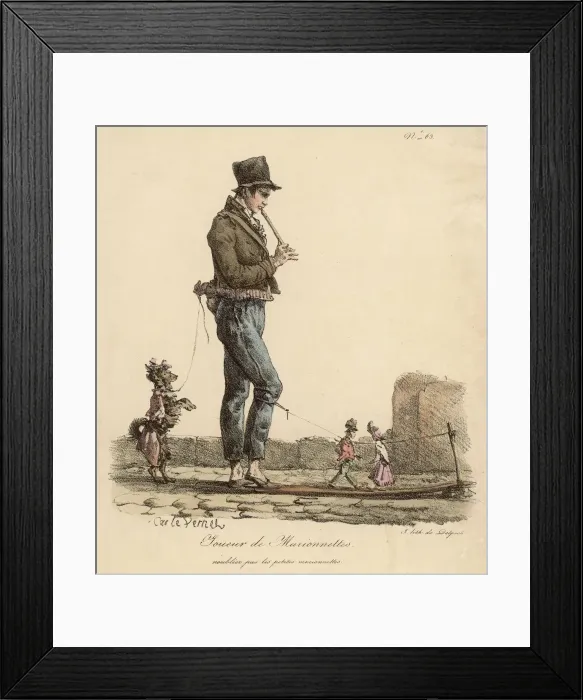 Framed Print : Street Puppeteer & Dog Framed Print : Street Puppeteer & Dog