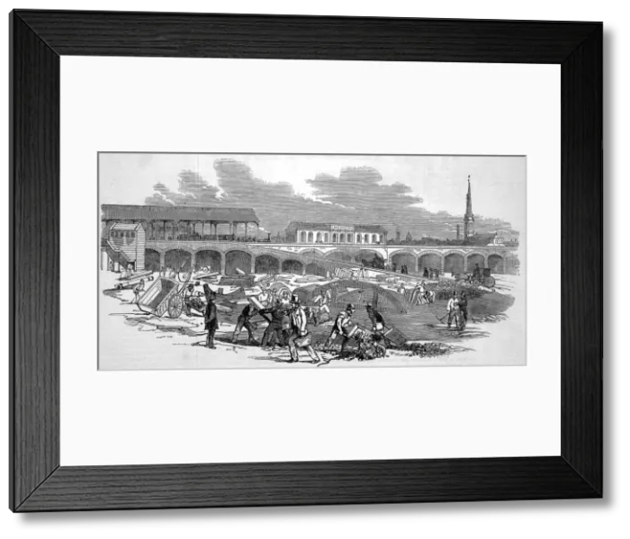 Framed Print : Extension of South Western railway to Waterloo Bridge Framed Print : Extension of South Western railway to Waterloo Bridge